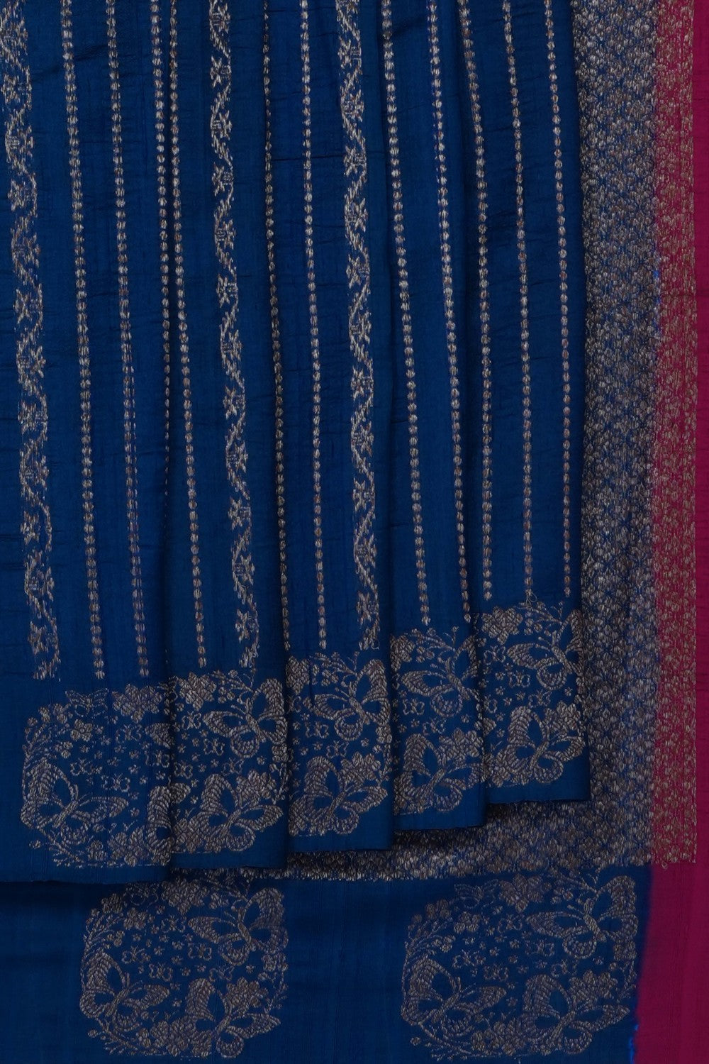 Image of Blue Banarasi Tussar Silk Saree