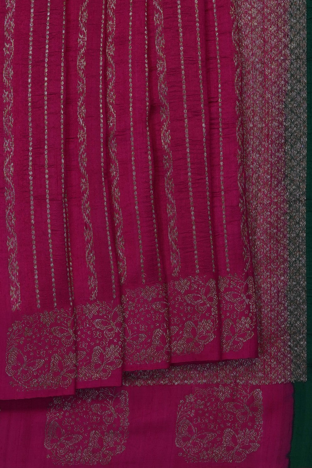 Image of Pink Banarasi Tussar Silk Saree