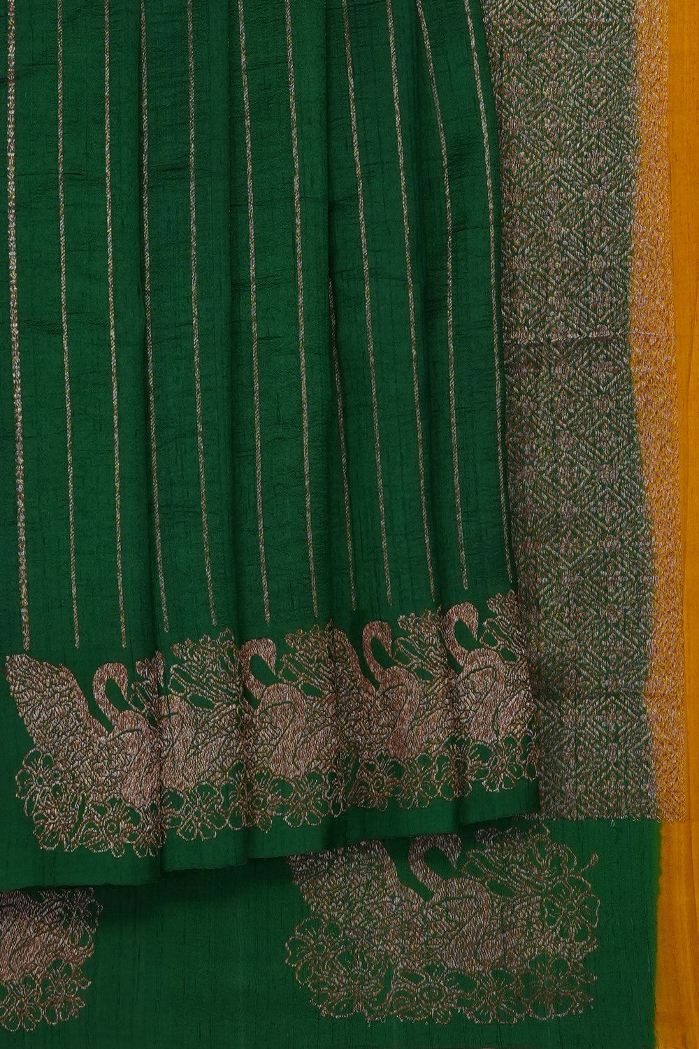 Image of Green Banarasi Tussar Silk Saree