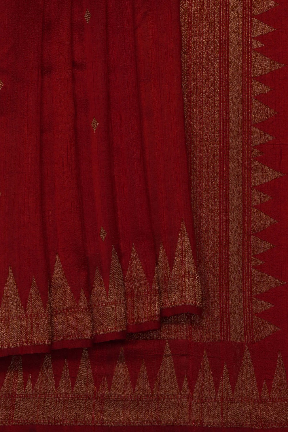 Image of Red Banarasi Tussar Silk Saree