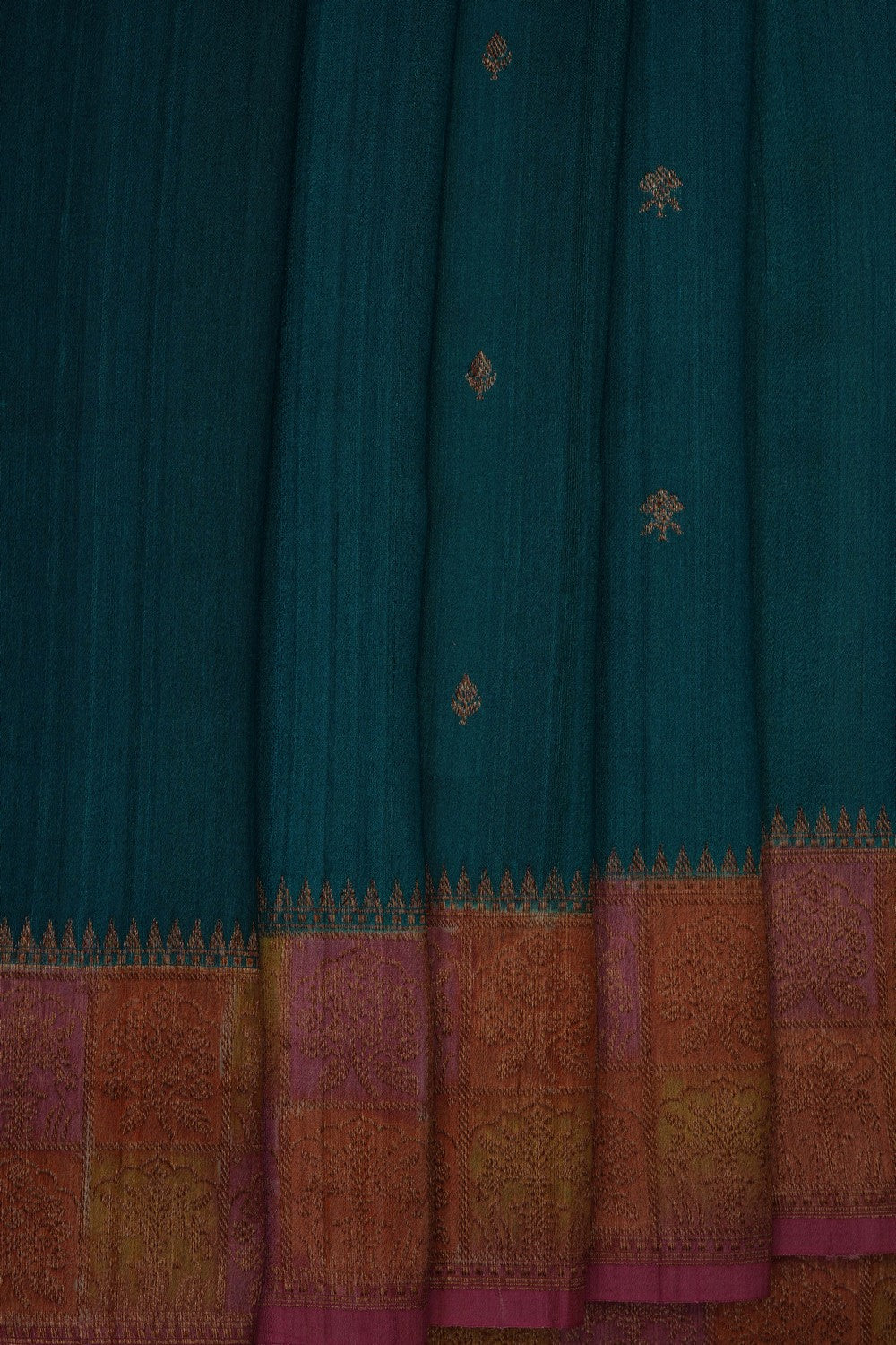Image of Teal-Green Banarasi Tussar Silk Saree