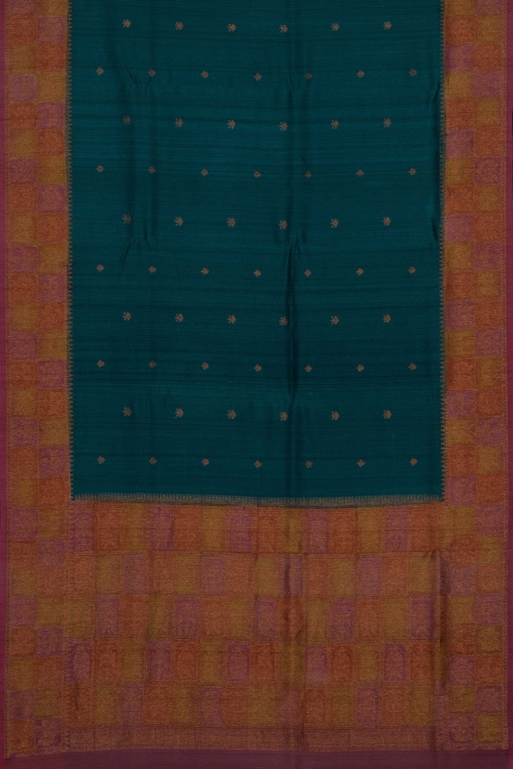 Image of Teal-Green Banarasi Tussar Silk Saree