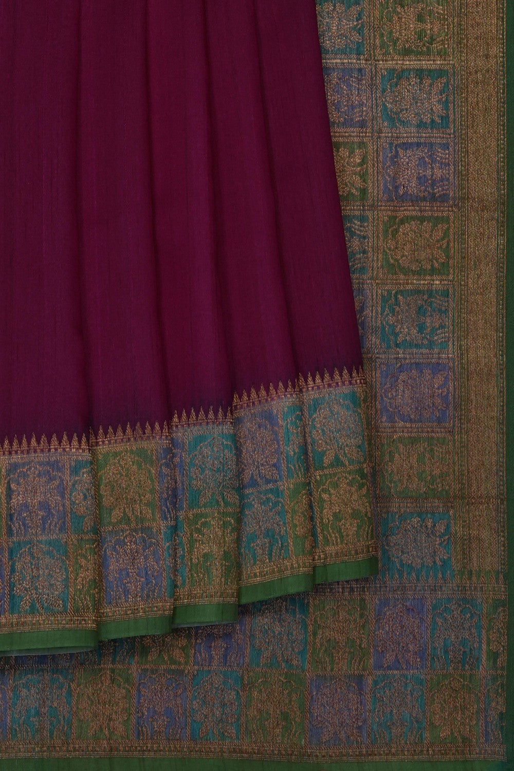 Image of Plum-Pink Banarasi Tussar Silk Saree