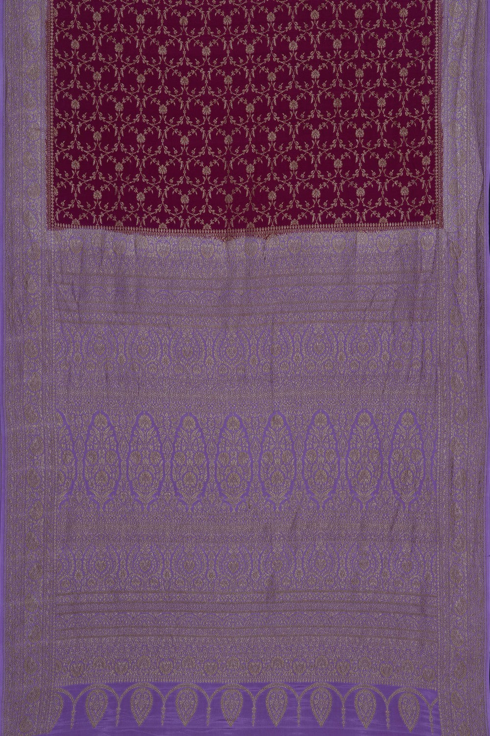Image of Plum-Pink Banarasi Crepe Saree