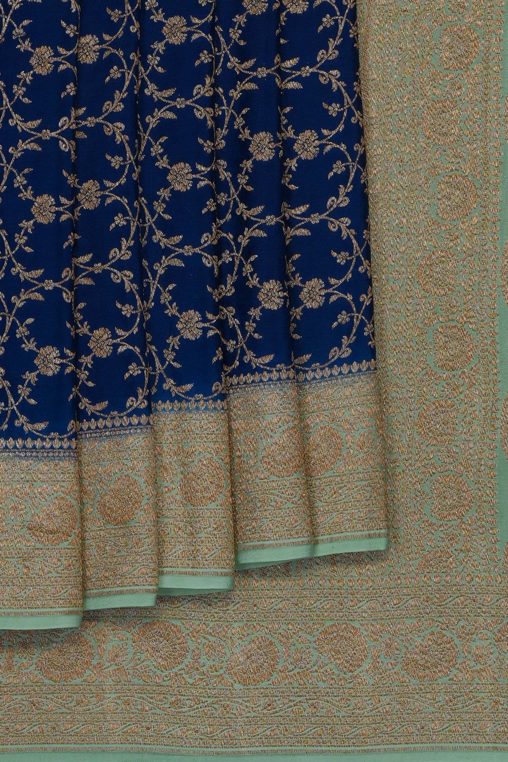 Image of Blue Banarasi Crepe Saree