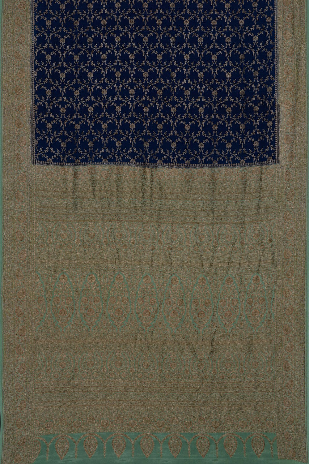 Image of Blue Banarasi Crepe Saree