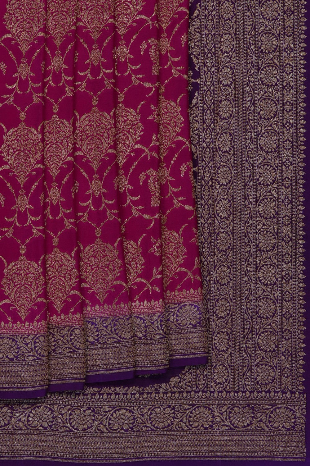 Image of Pink Banarasi Crepe Saree