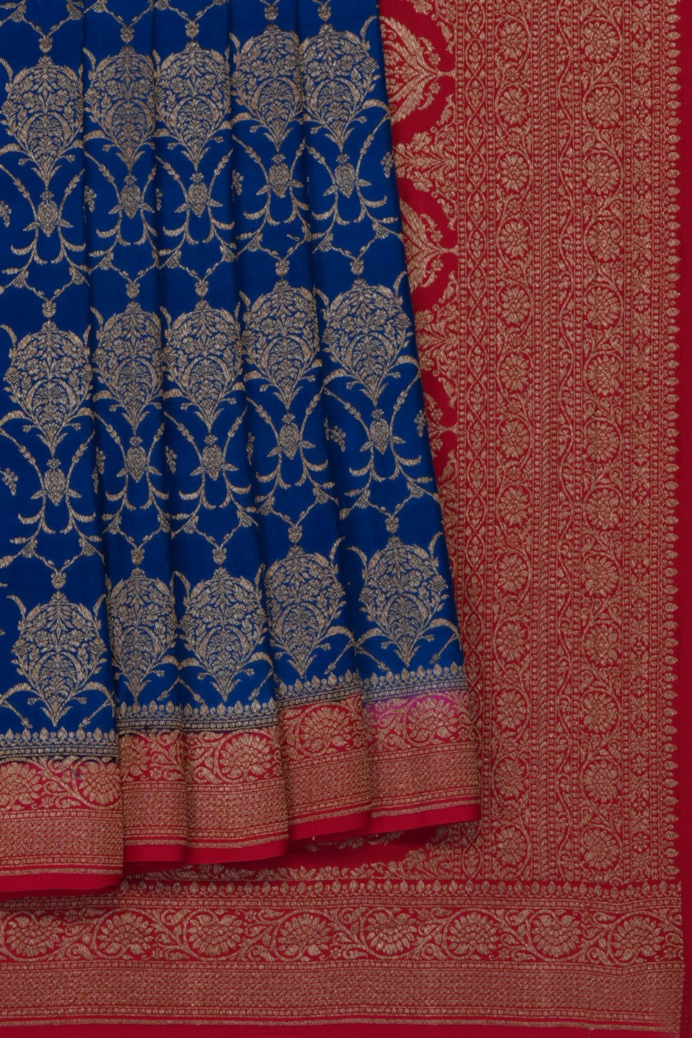 Image of Blue Banarasi Crepe Saree