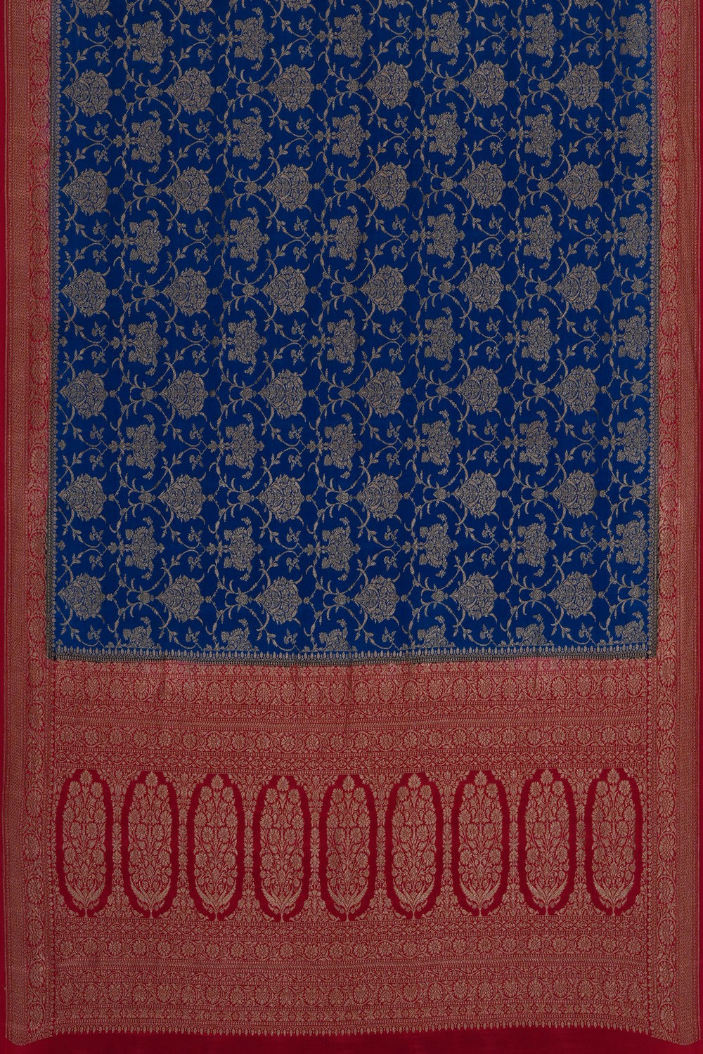 Image of Blue Banarasi Crepe Saree