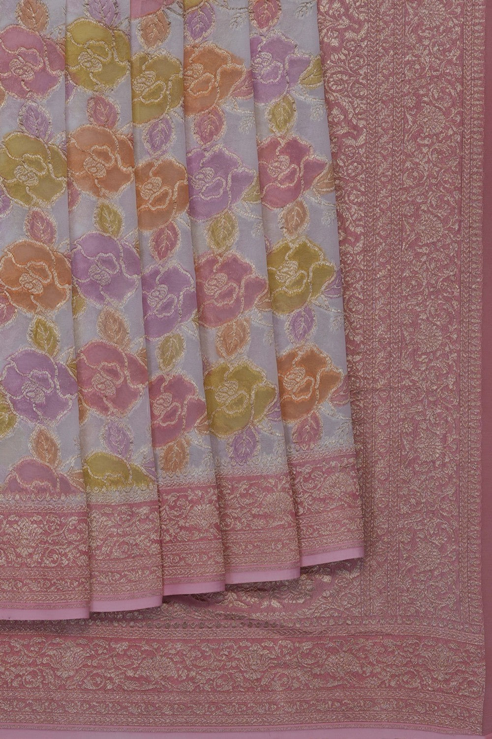 Image of Off-White Banarasi Georgette Saree