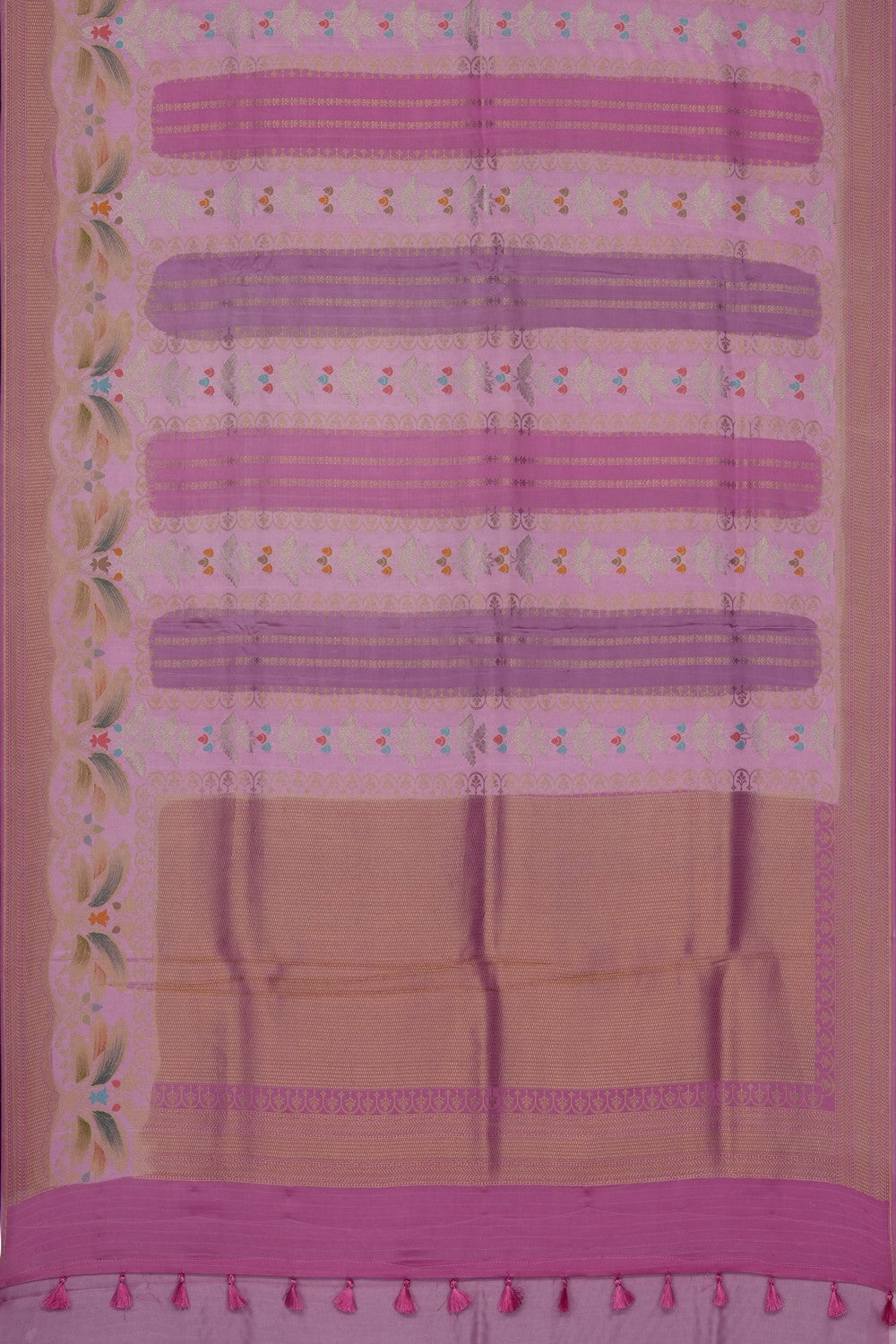 Image of Pink Satin Silk Saree