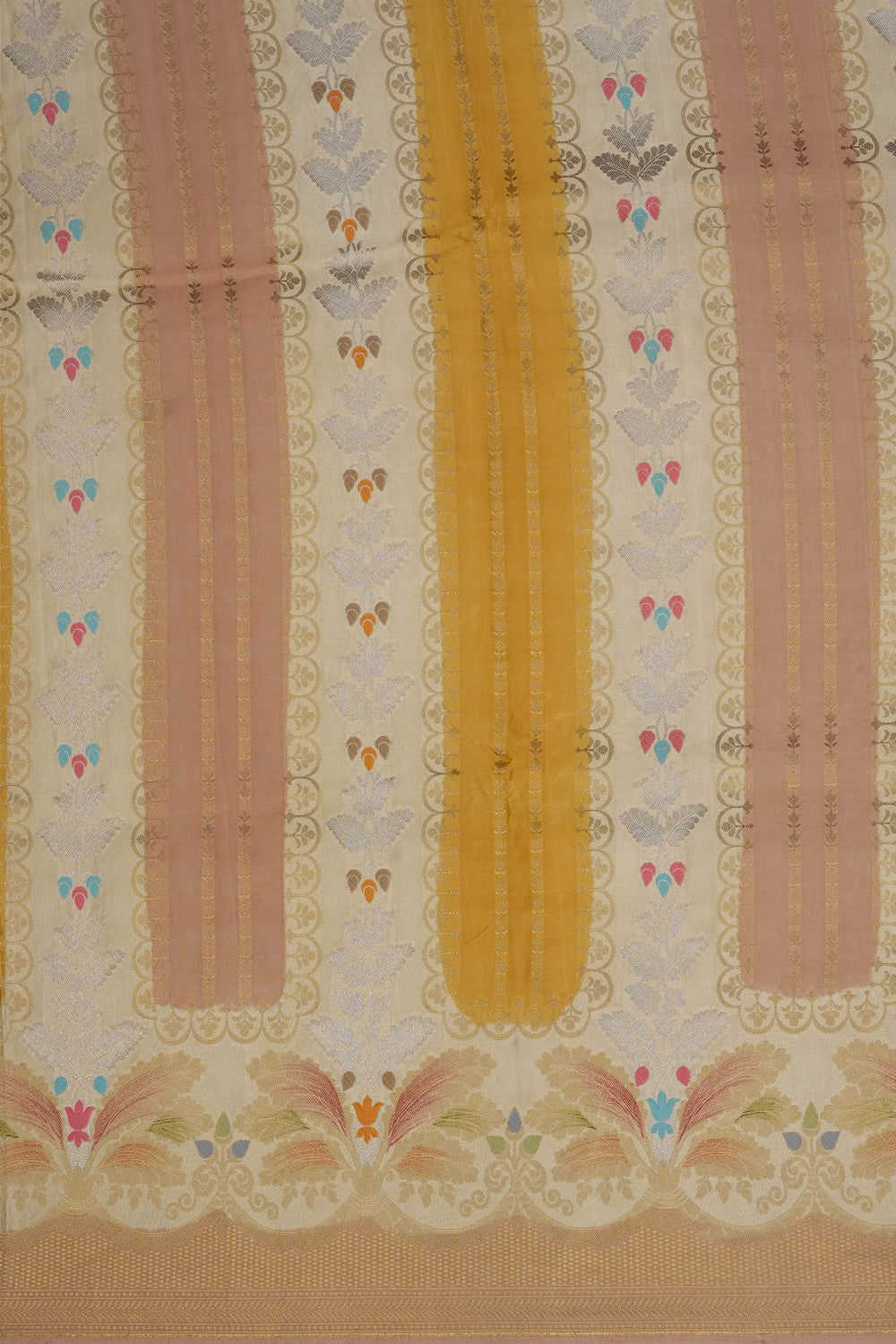 Image of Off-White Satin Silk Saree