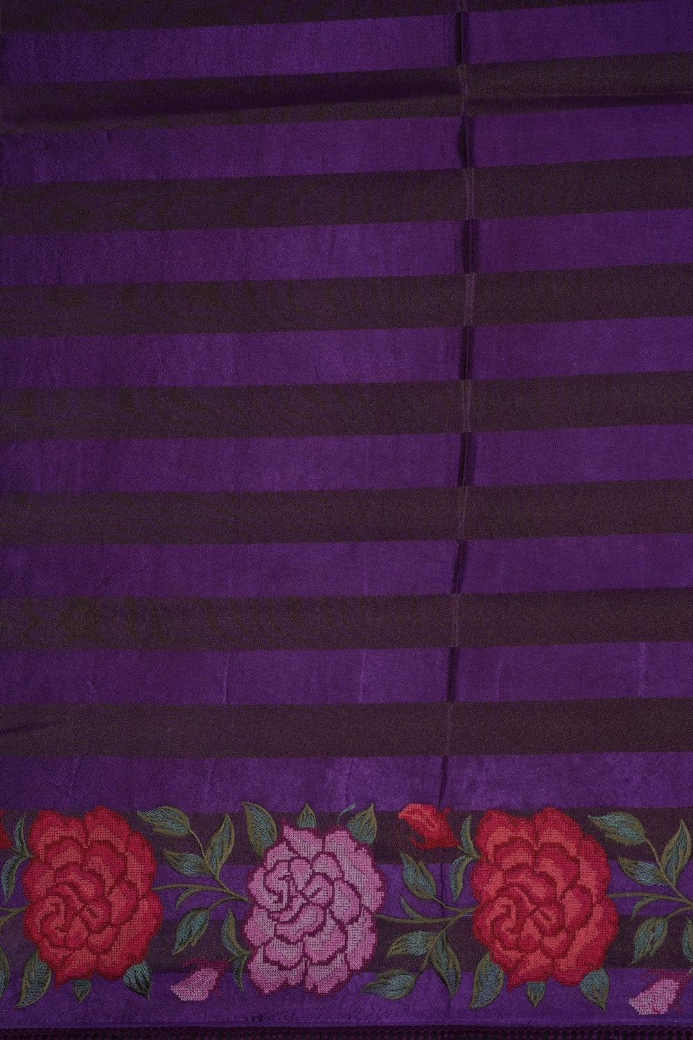 Image of Purple Satin Silk Embroidery Saree