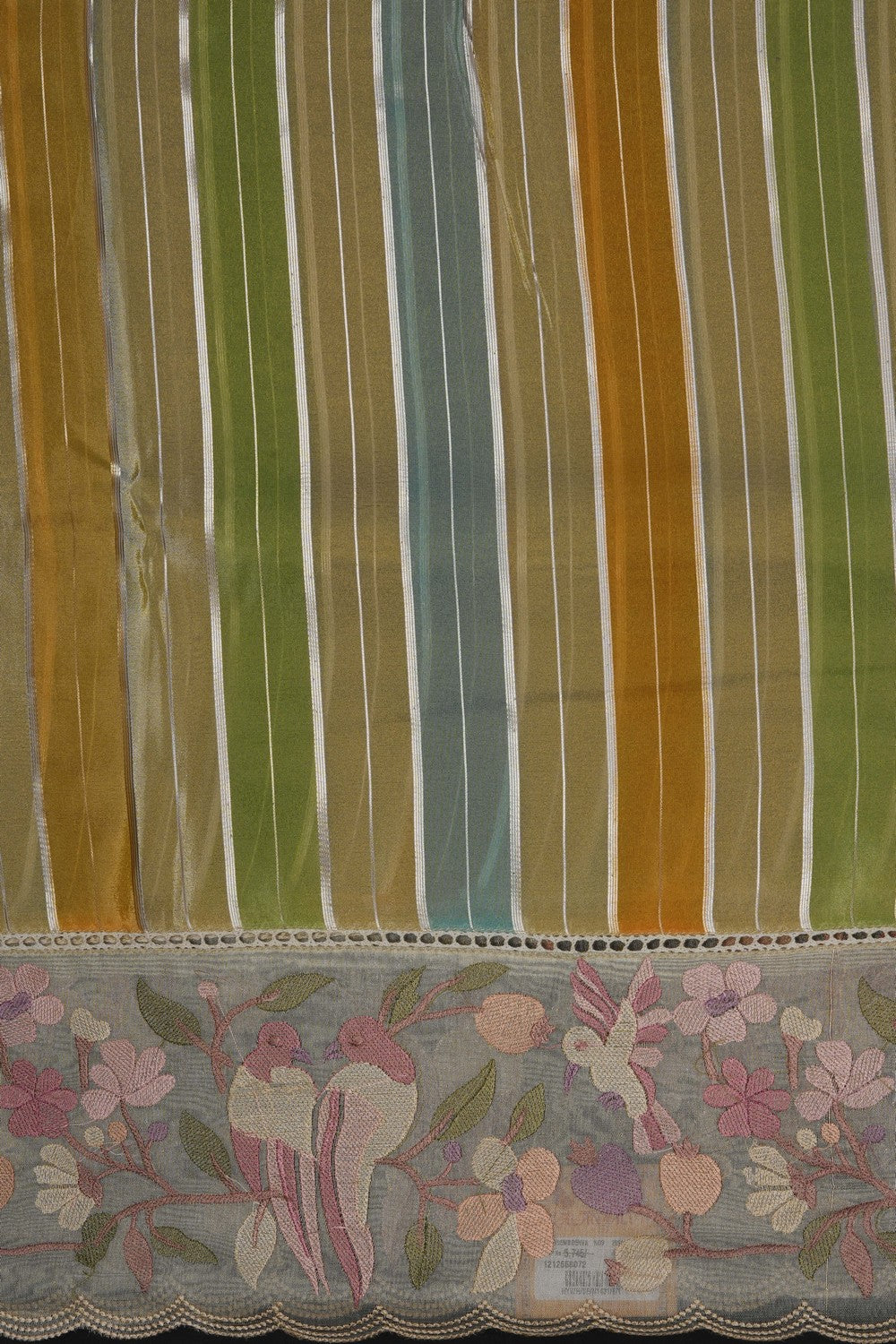 Image of Multi-Colour Tissue Silk Embroidery Saree