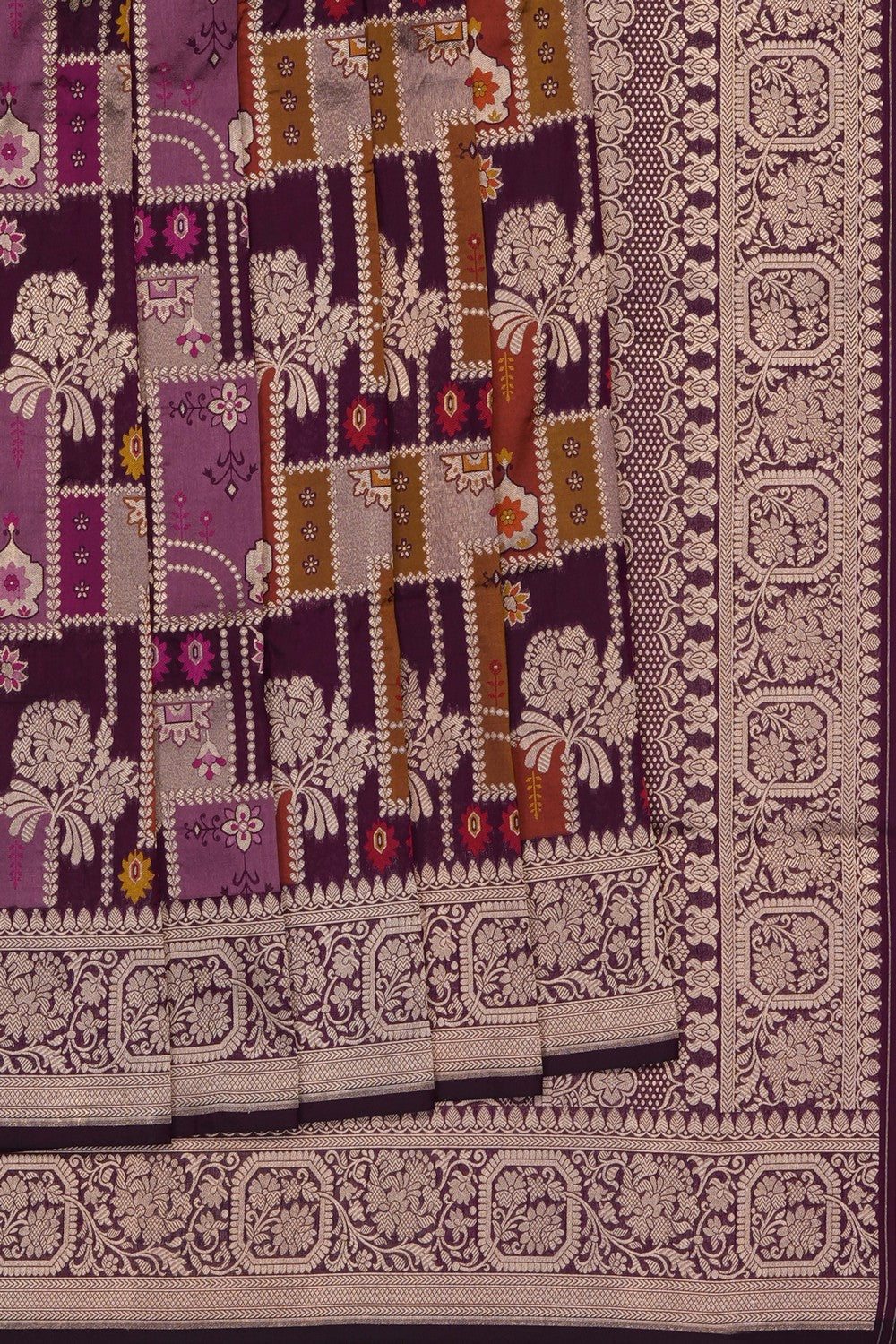 Image of Violet Banarasi Brocade Silk Saree