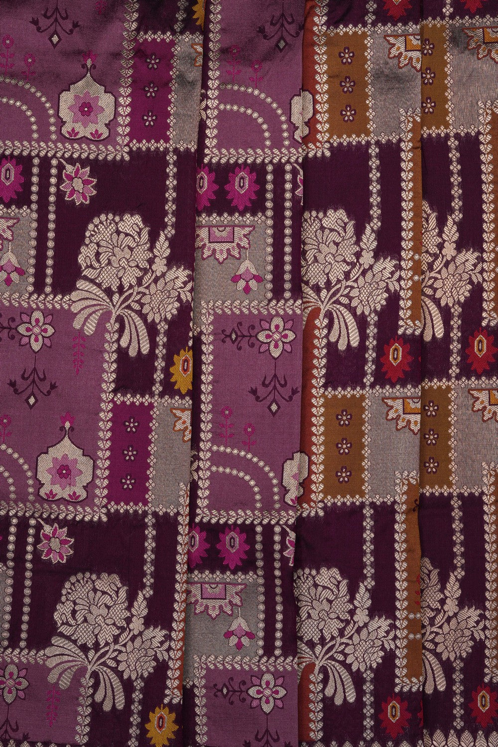 Image of Violet Banarasi Brocade Silk Saree