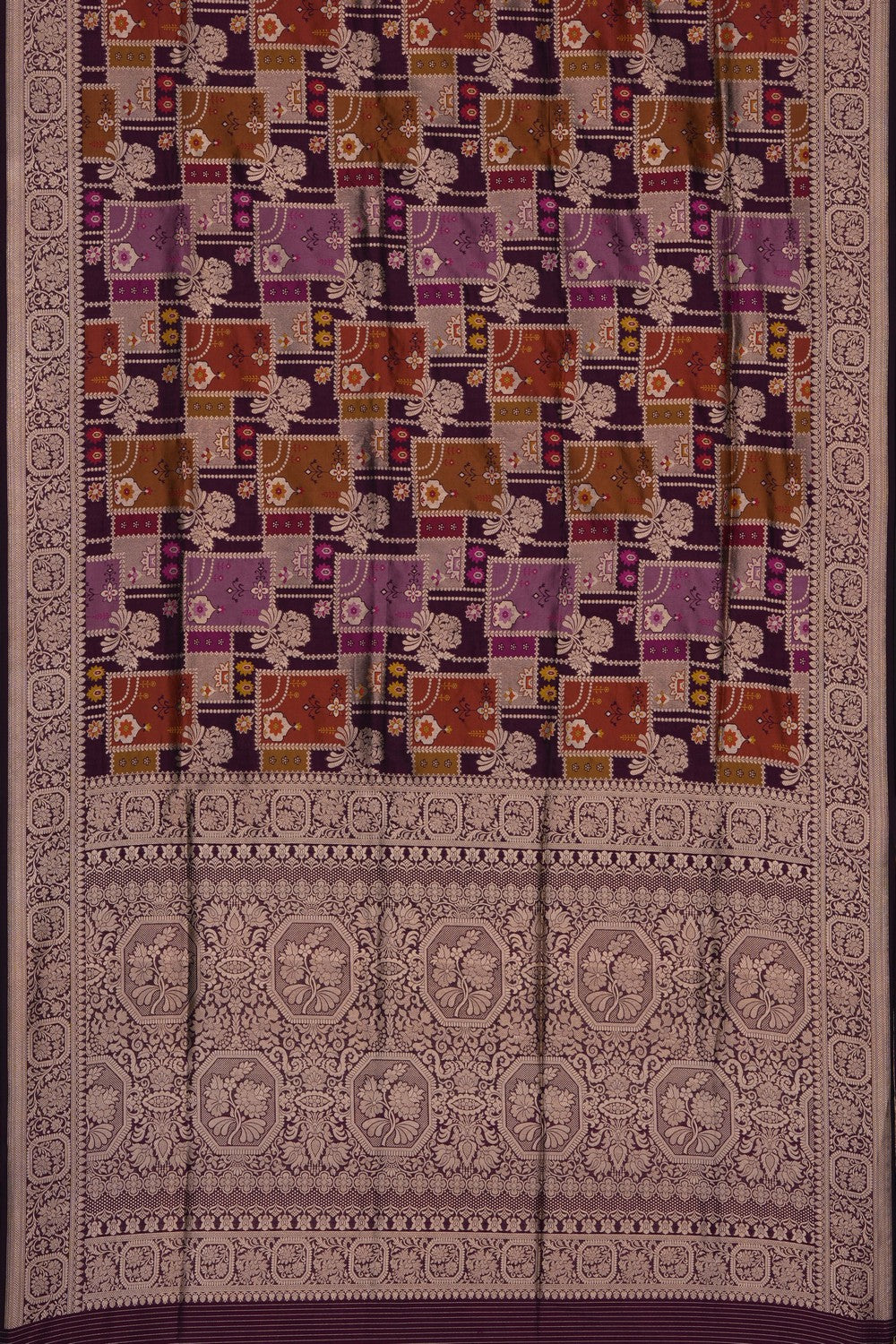 Image of Violet Banarasi Brocade Silk Saree