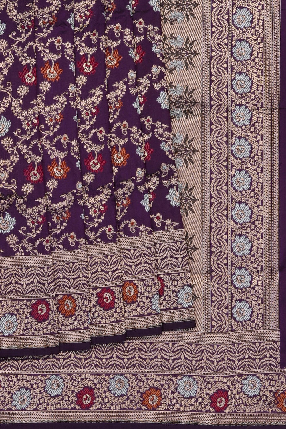 Image of Violet Banarasi Brocade Silk Saree