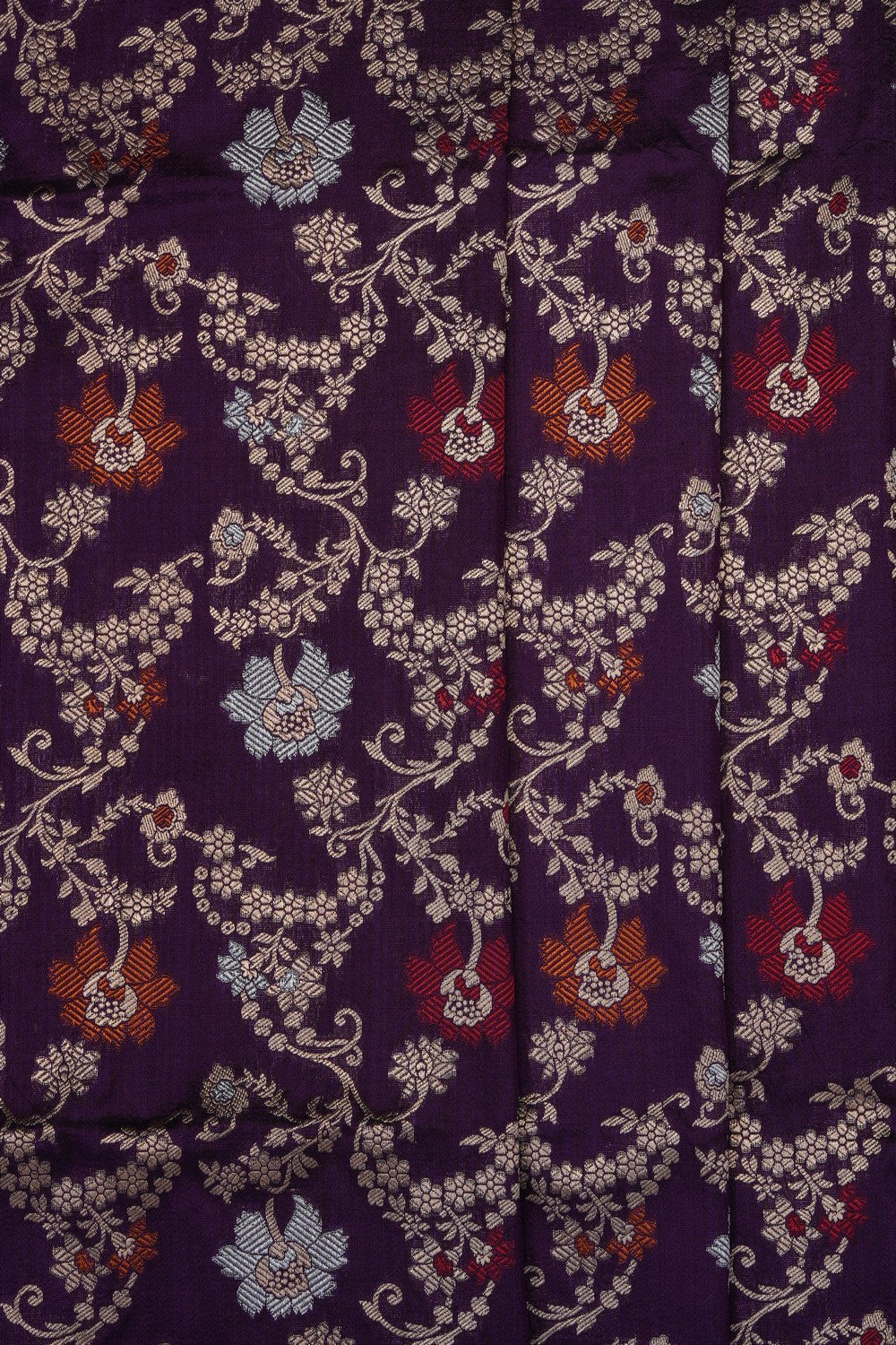 Image of Violet Banarasi Brocade Silk Saree