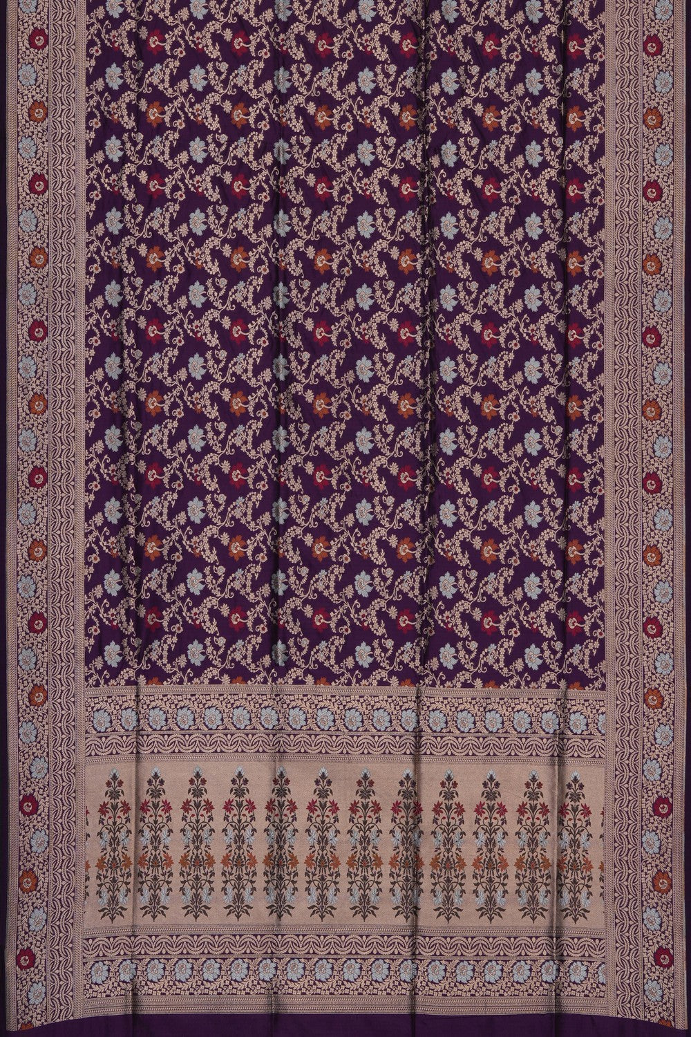 Image of Violet Banarasi Brocade Silk Saree
