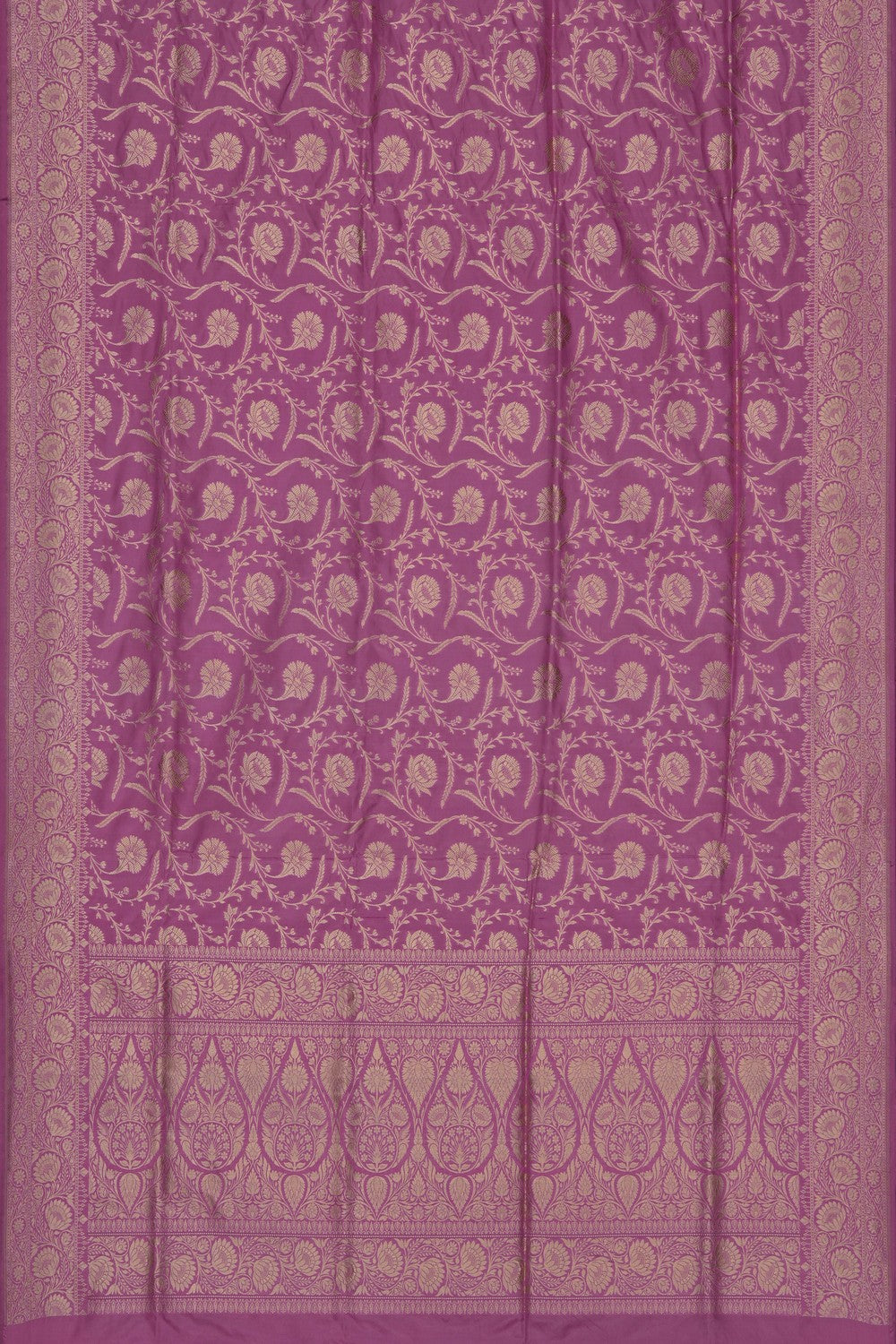 Image of Lavender-Pink Banarasi Brocade Silk Saree