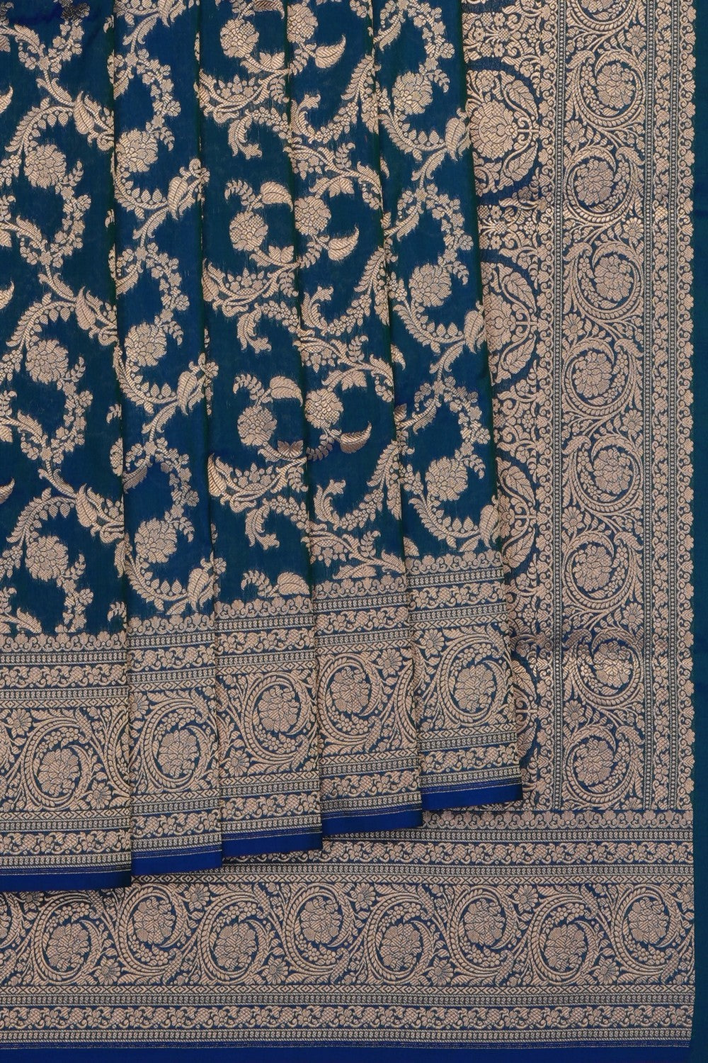 Image of Blue Banarasi Brocade Silk Saree