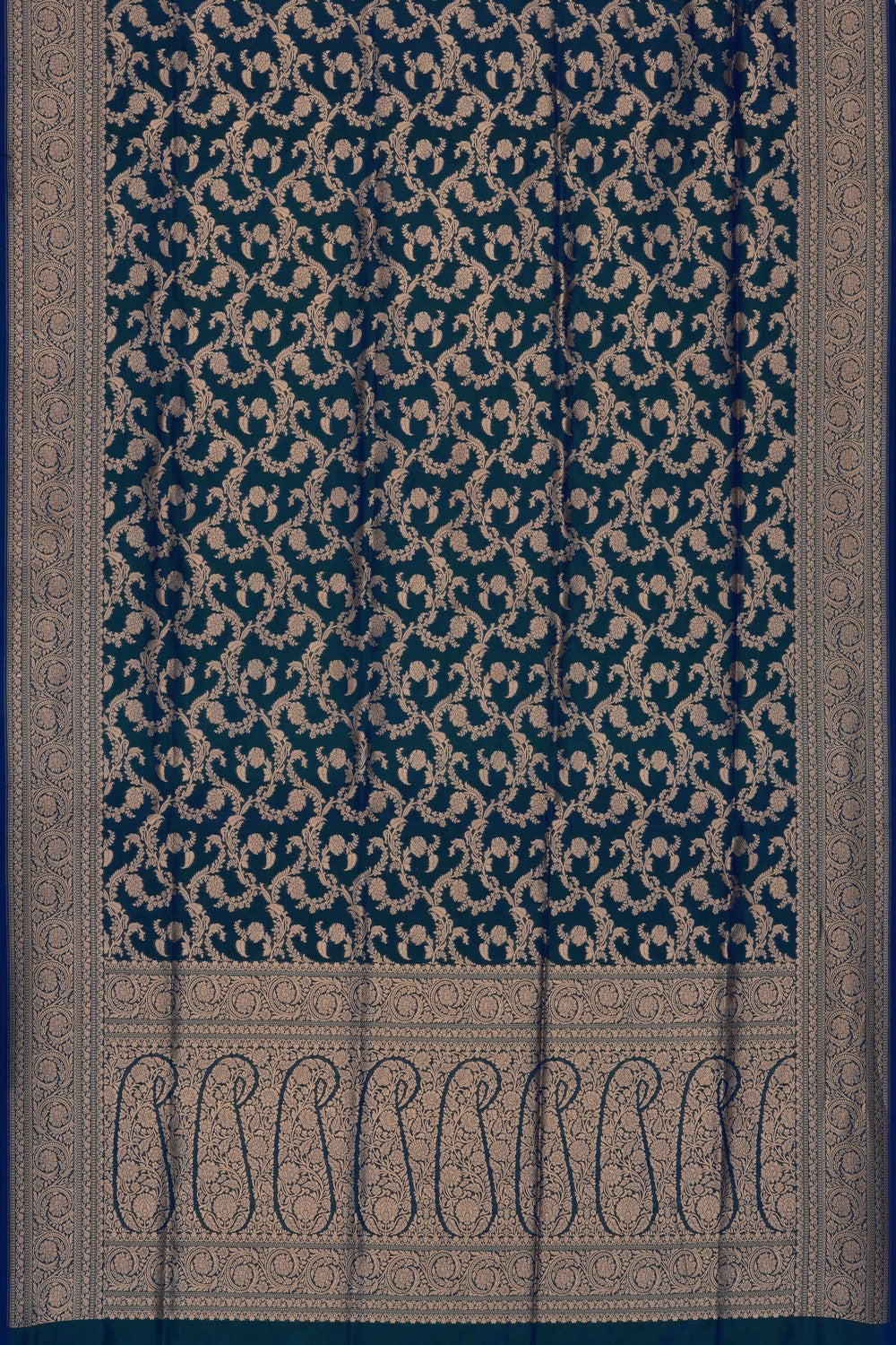 Image of Blue Banarasi Brocade Silk Saree