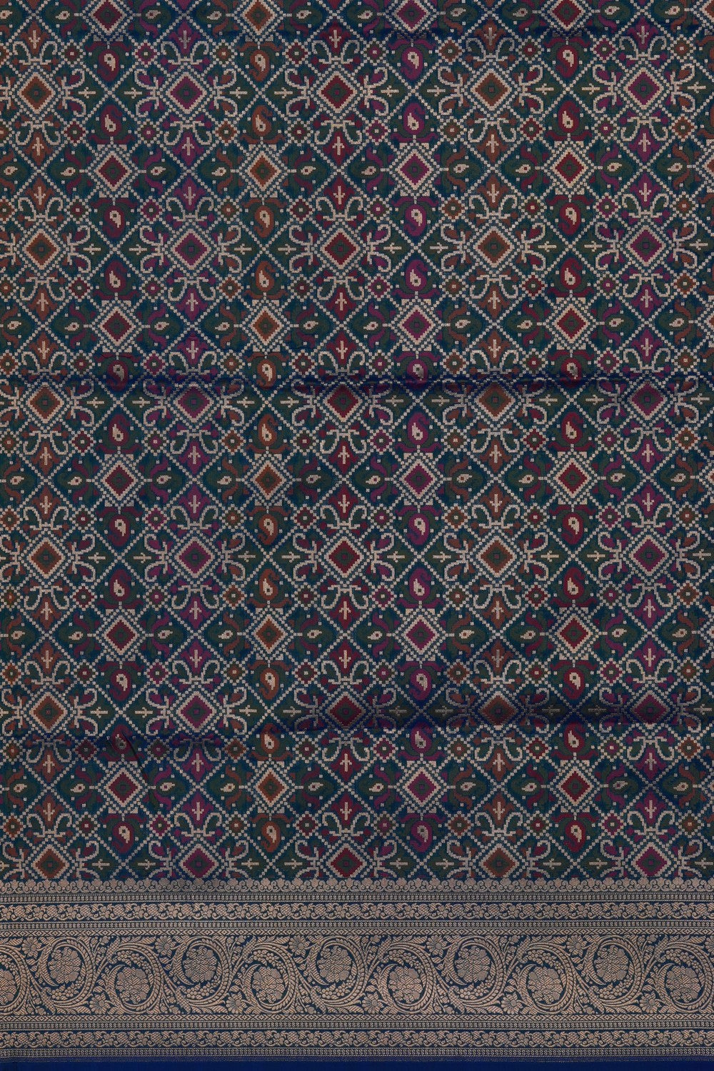 Image of Blue Banarasi Brocade Silk Saree