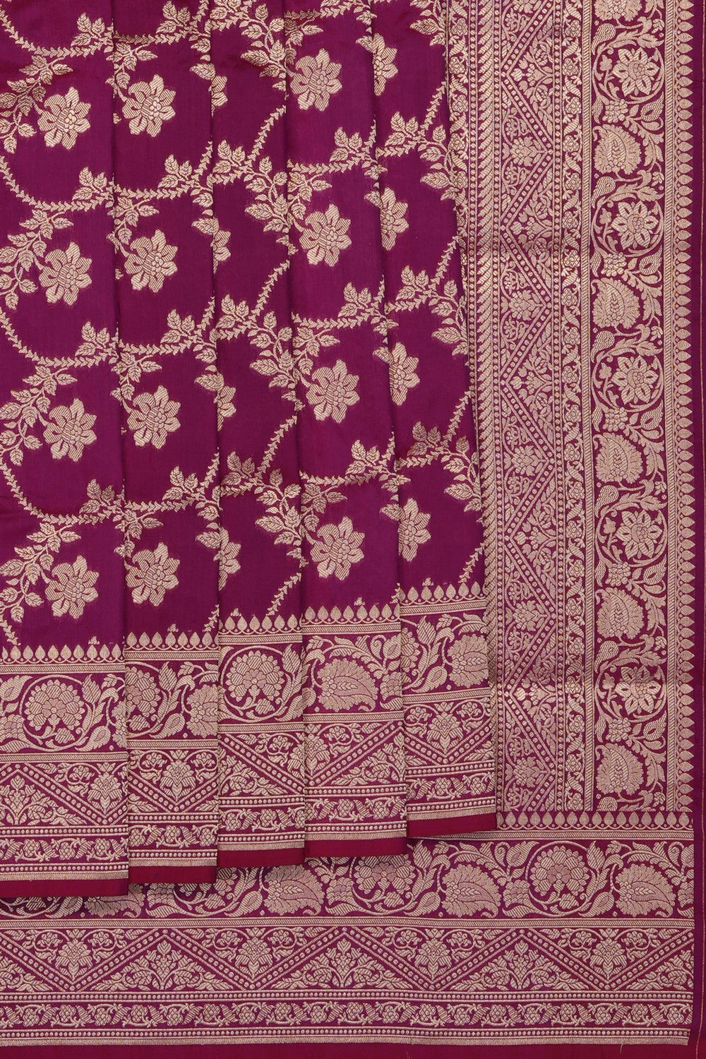 Image of Plum-Pink Banarasi Brocade Silk Saree