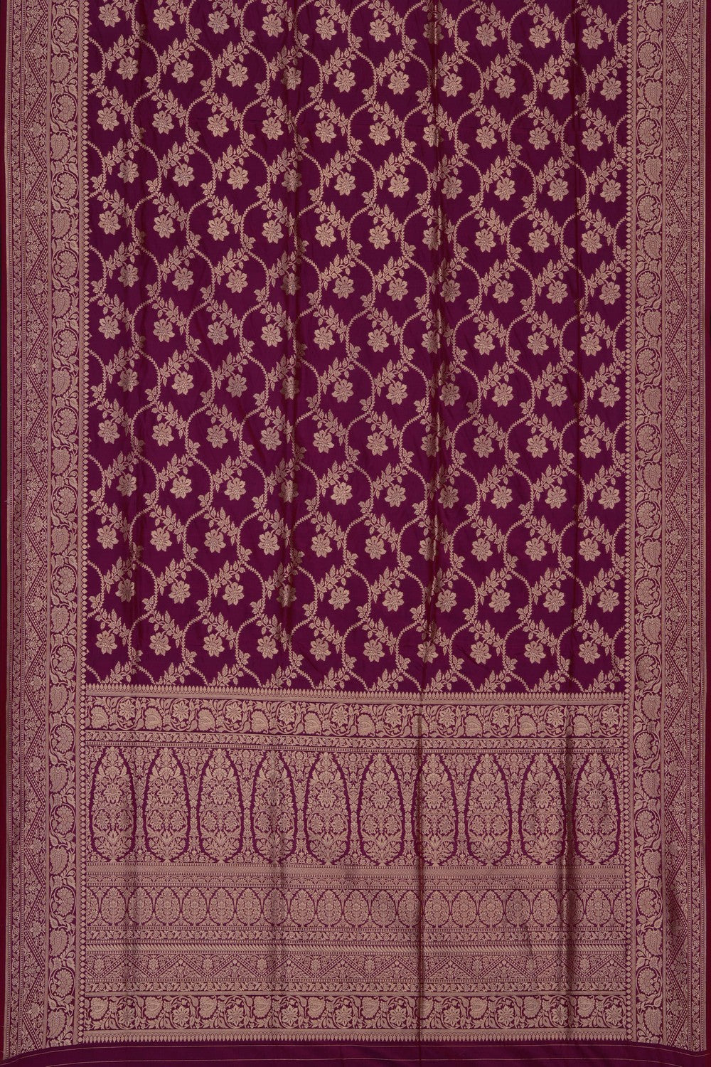 Image of Plum-Pink Banarasi Brocade Silk Saree