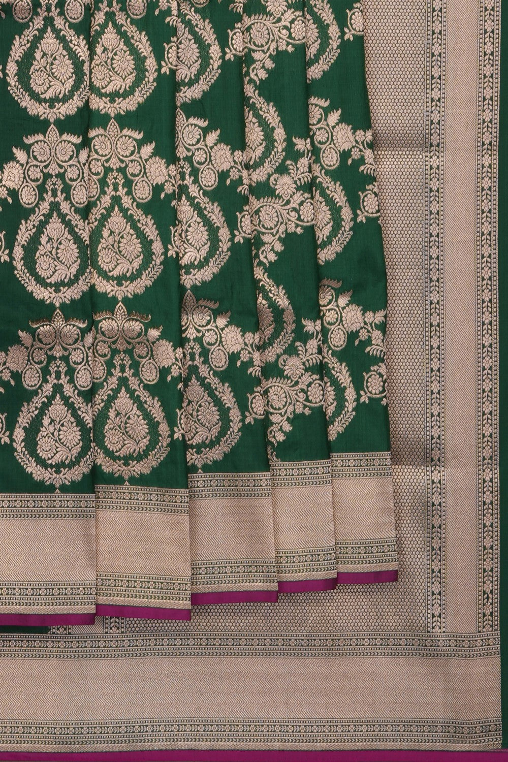 Image of Green Banarasi Brocade Silk Saree