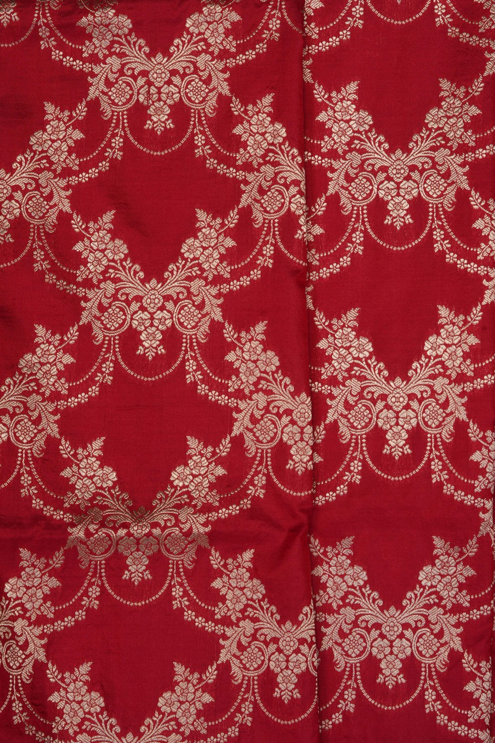 Image of Red Banarasi Brocade Silk Saree