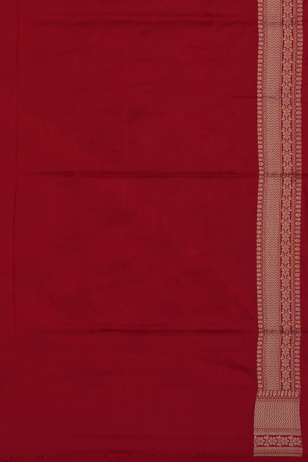 Image of Red Banarasi Brocade Silk Saree