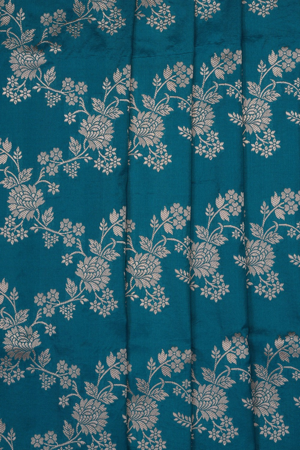 Image of Blue Banarasi Brocade Silk Saree