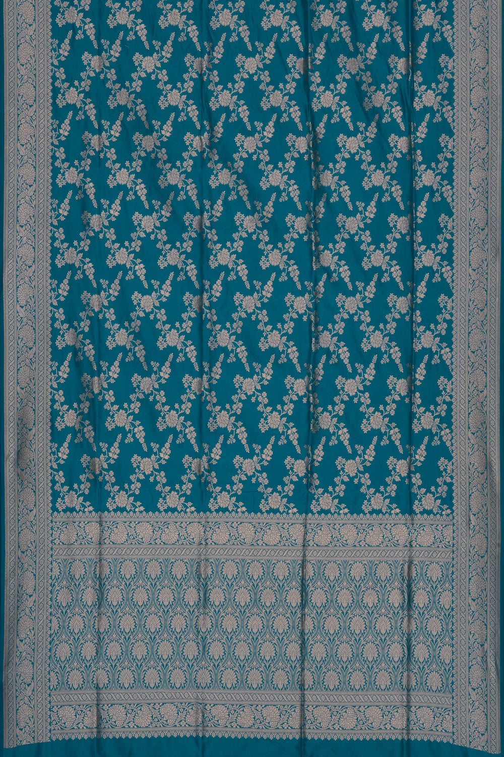 Image of Blue Banarasi Brocade Silk Saree