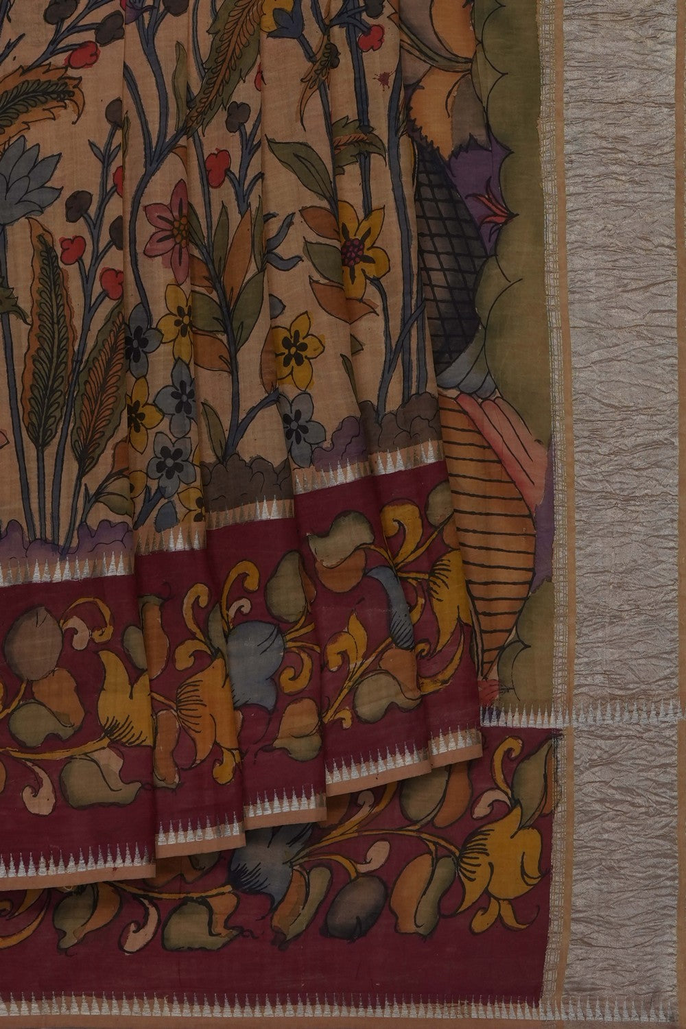 Image of Kalamkari Mangalgiri Silk Saree