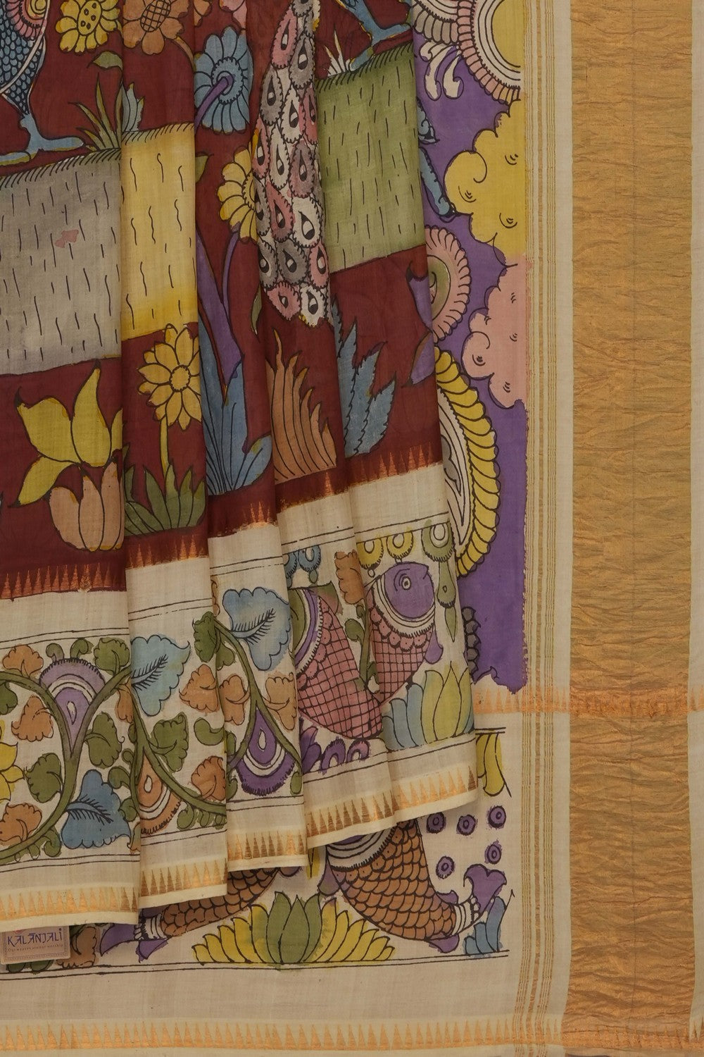 Image of Kalamkari Mangalgiri Silk Saree