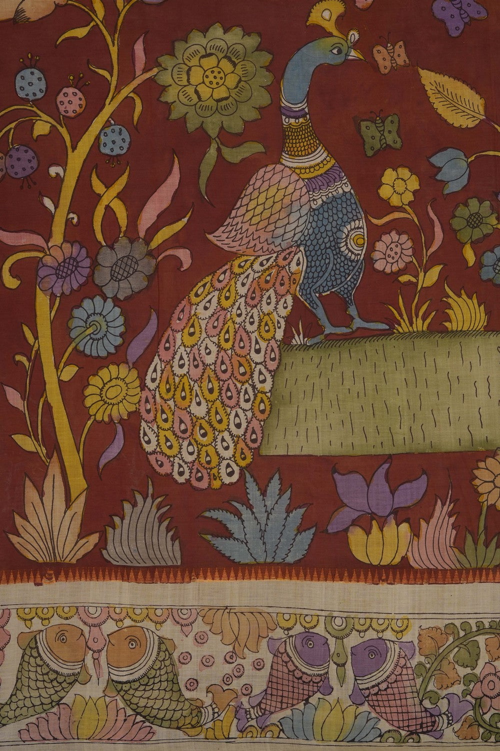 Image of Kalamkari Mangalgiri Silk Saree