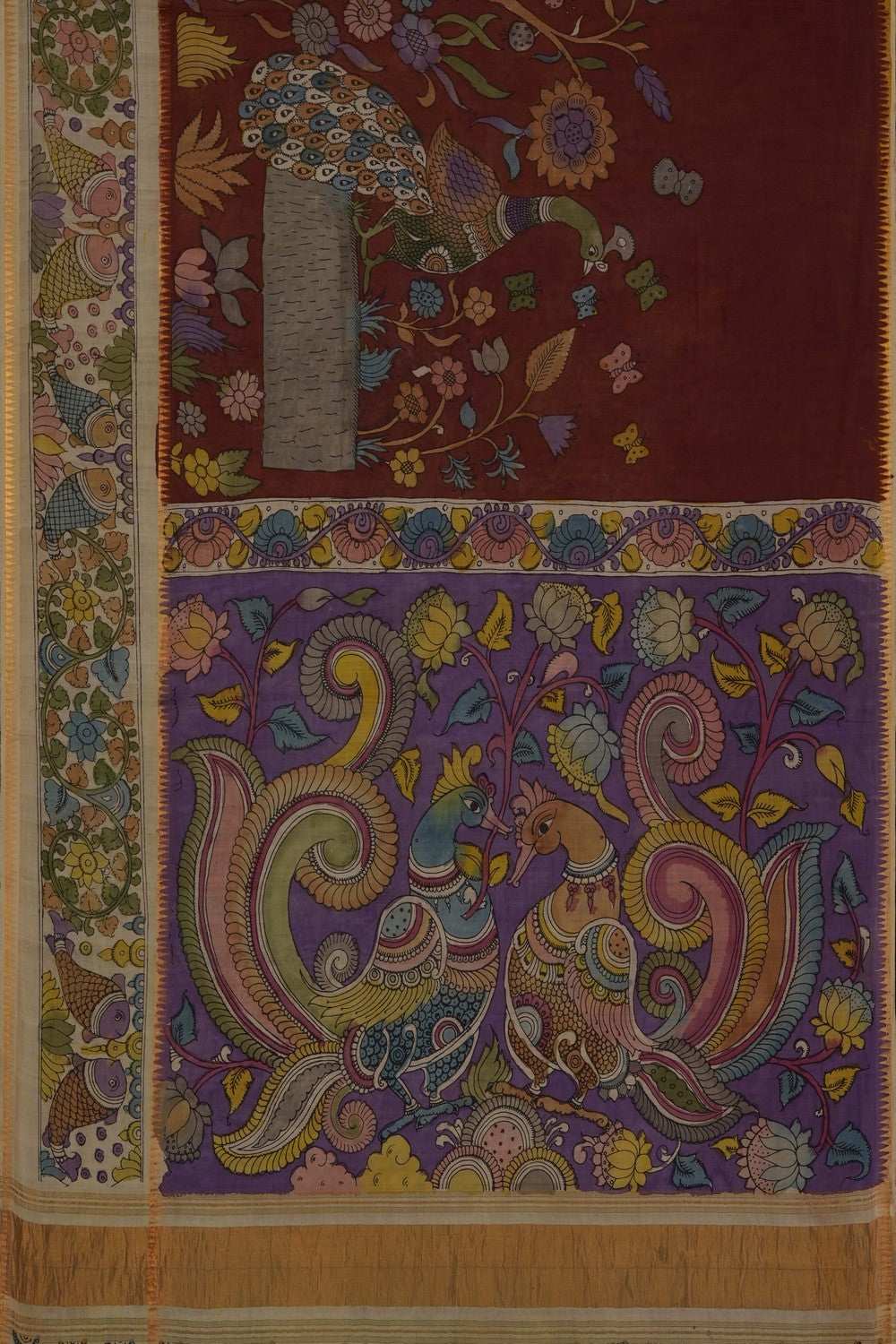 Image of Kalamkari Mangalgiri Silk Saree