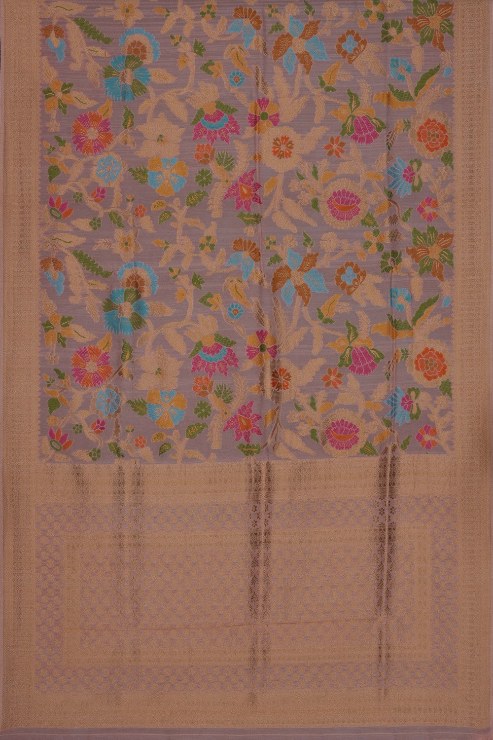 Image of Peach Brocade Silk Saree
