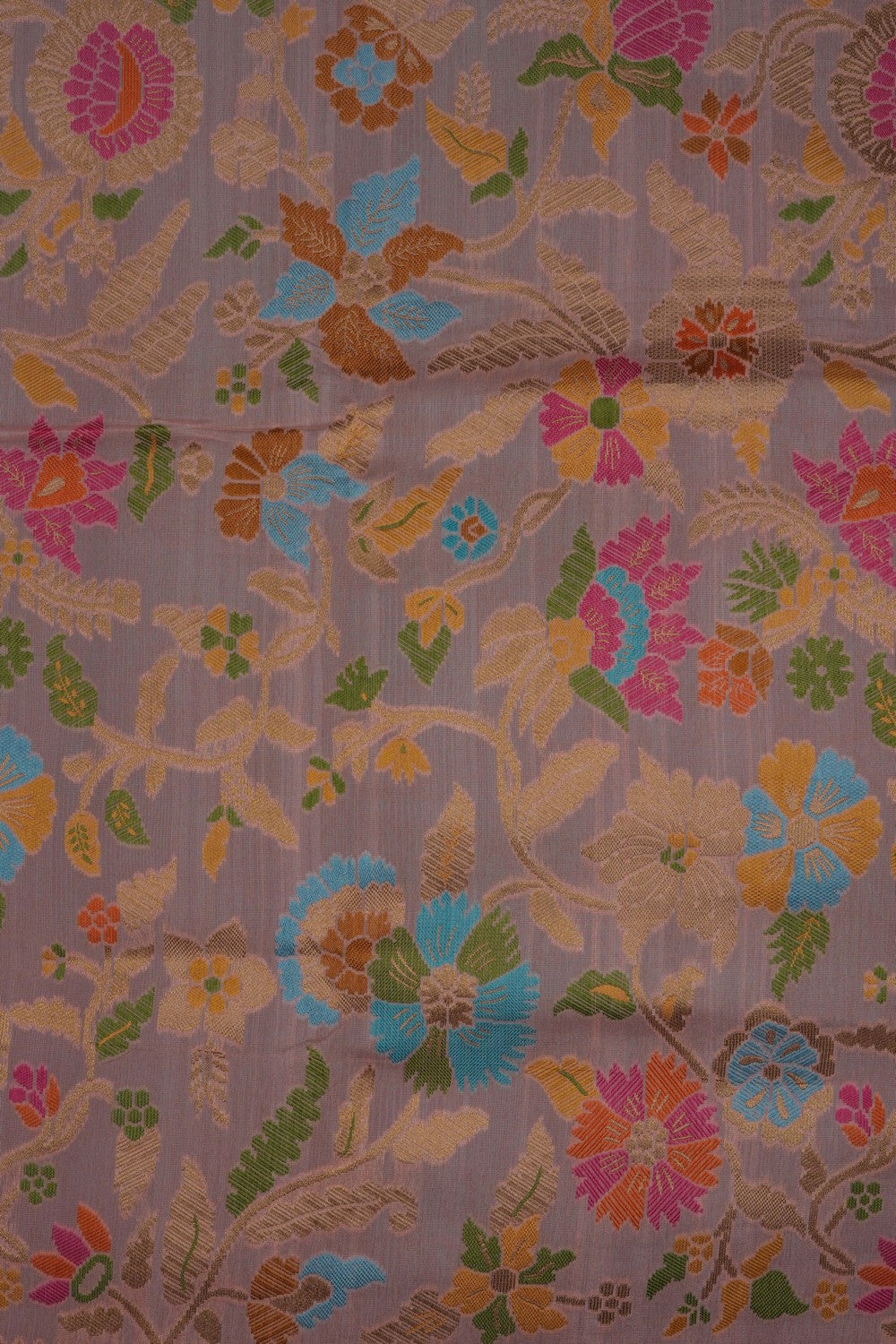 Image of Peach Brocade Silk Saree