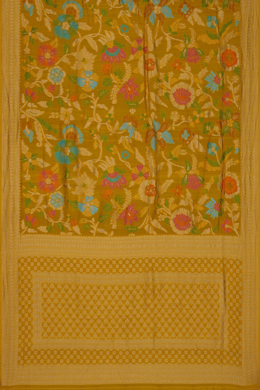 Image of Yellow Brocade Silk Saree