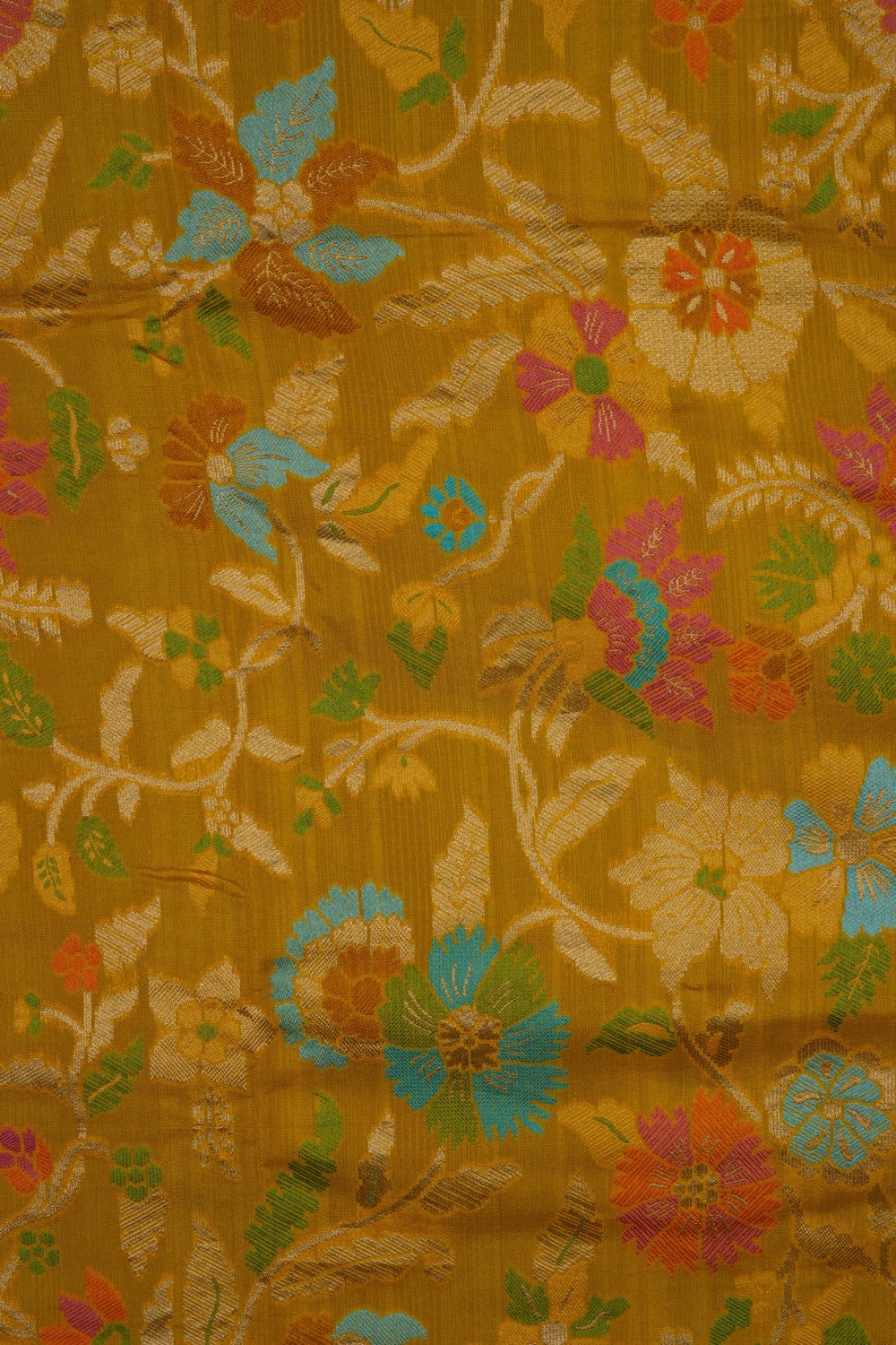 Image of Yellow Brocade Silk Saree