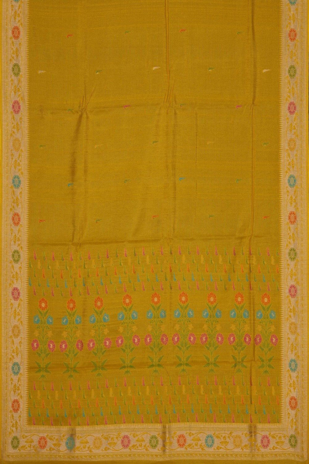 Image of Yellow Shimmering Silk Saree