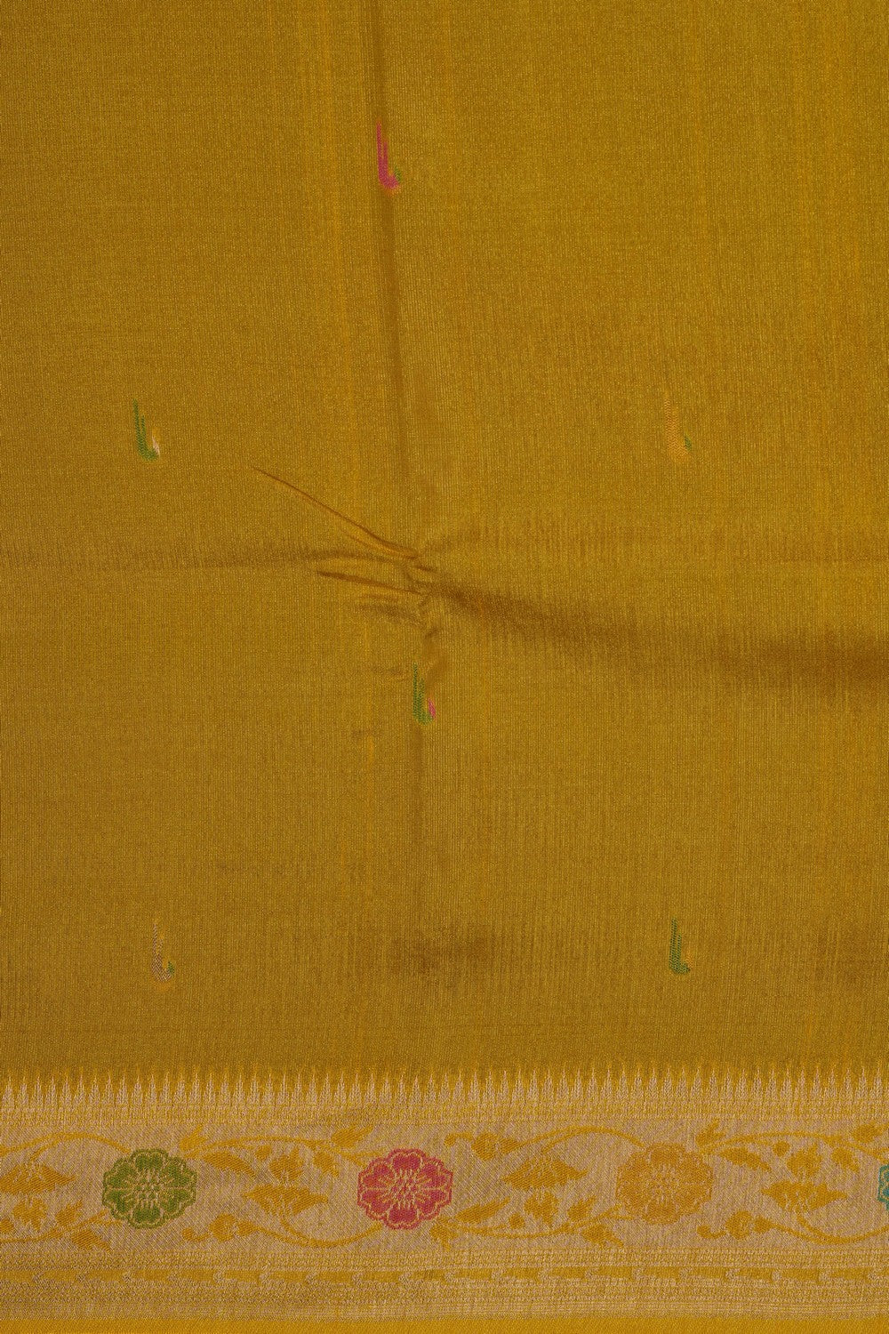 Image of Yellow Shimmering Silk Saree