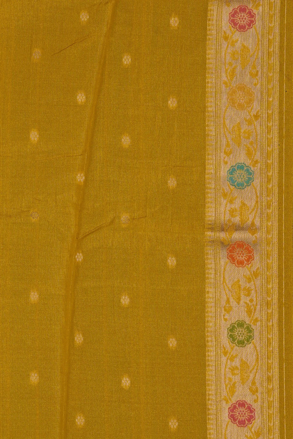 Image of Yellow Shimmering Silk Saree