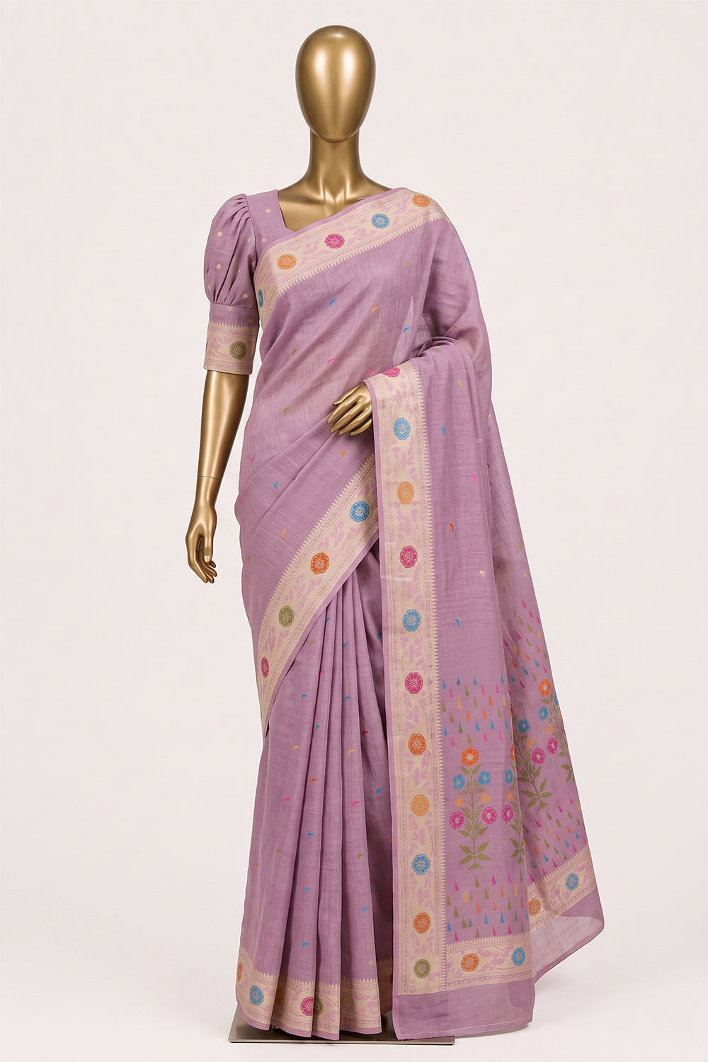 Image of Pink Shimmering Silk Saree
