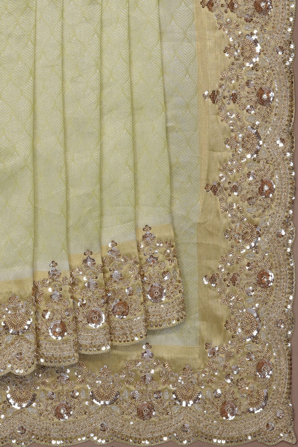 Image of Mint-Green Embroidery Saree
