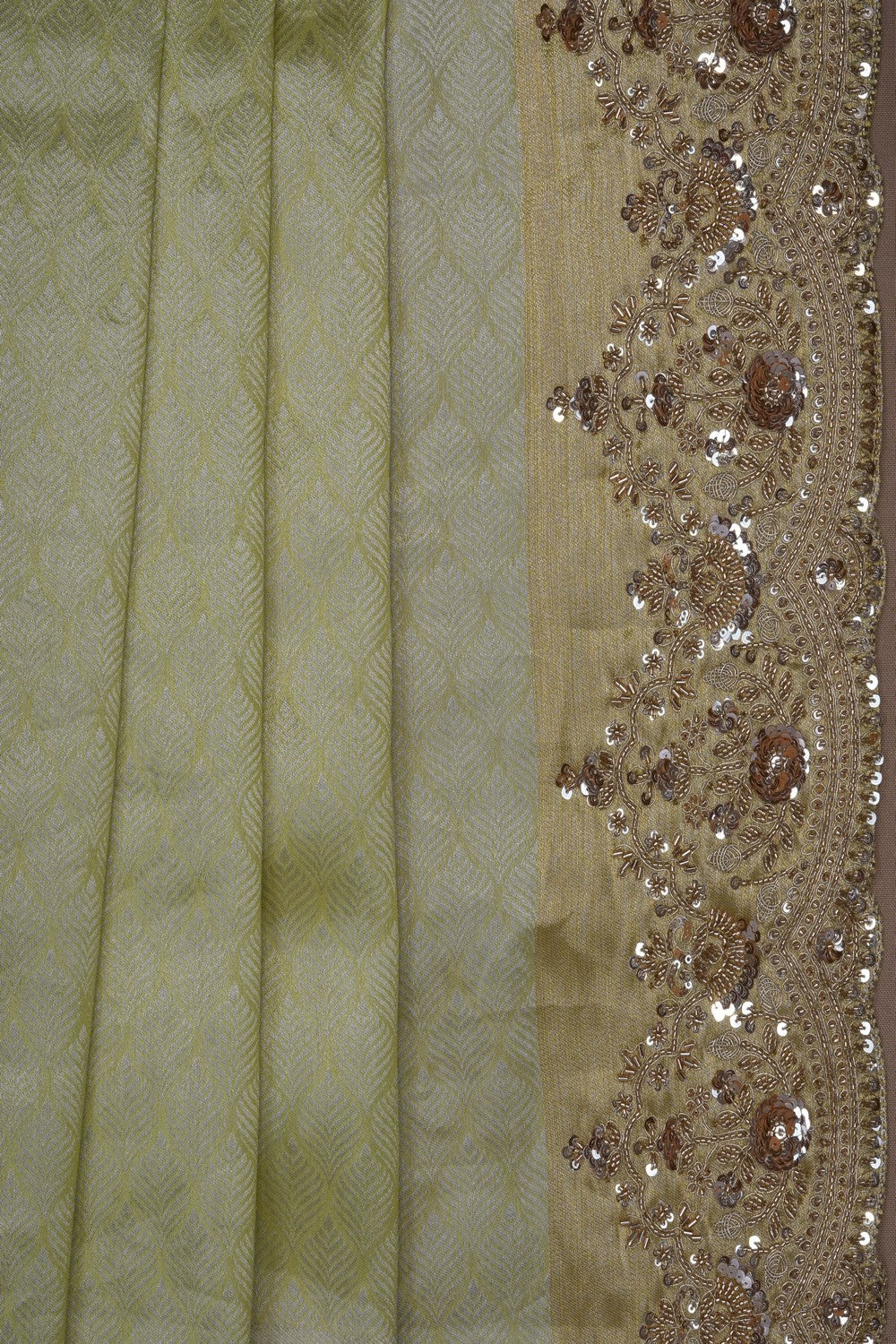 Image of Mint-Green Embroidery Saree