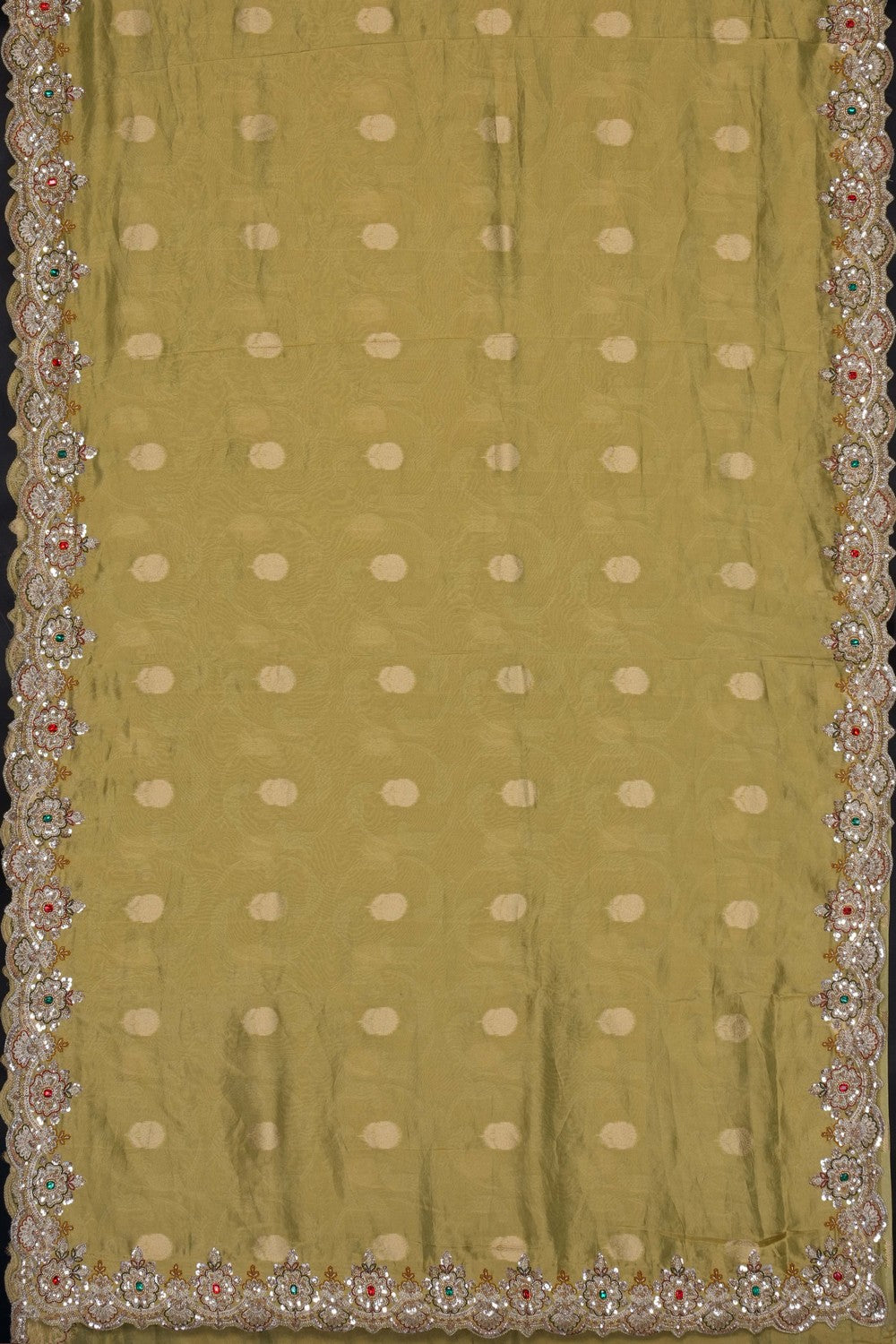 Image of Mint-Green Embroidery Saree